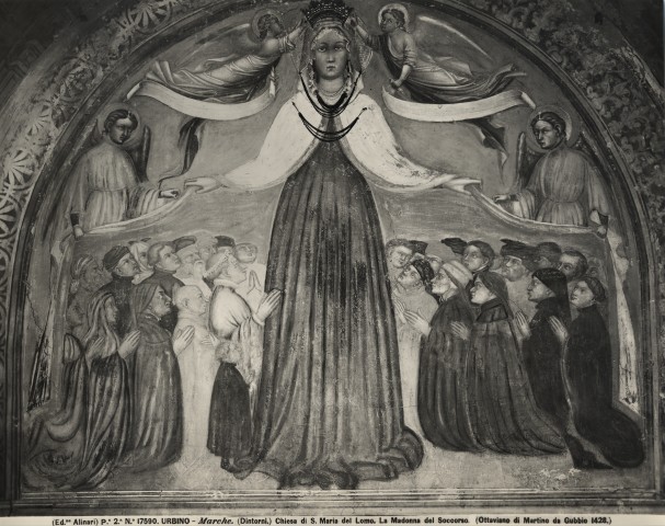 Alinari, Fratelli — Urbino - Marche. (Dintorni.) Chiesa di S. Maria del Lomo. La Madonna del Soccorso. (Ottaviano di Martino da Gubbio 1428.) — particolare